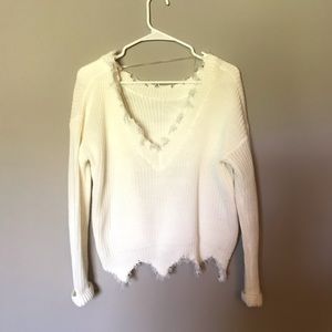 Reversible Frayed Sweater